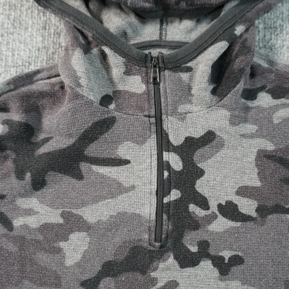 Polo Ralph Lauren Hoodie Mens S Grey Camo Quarter Zip Thermal Waffle Knit Cotton